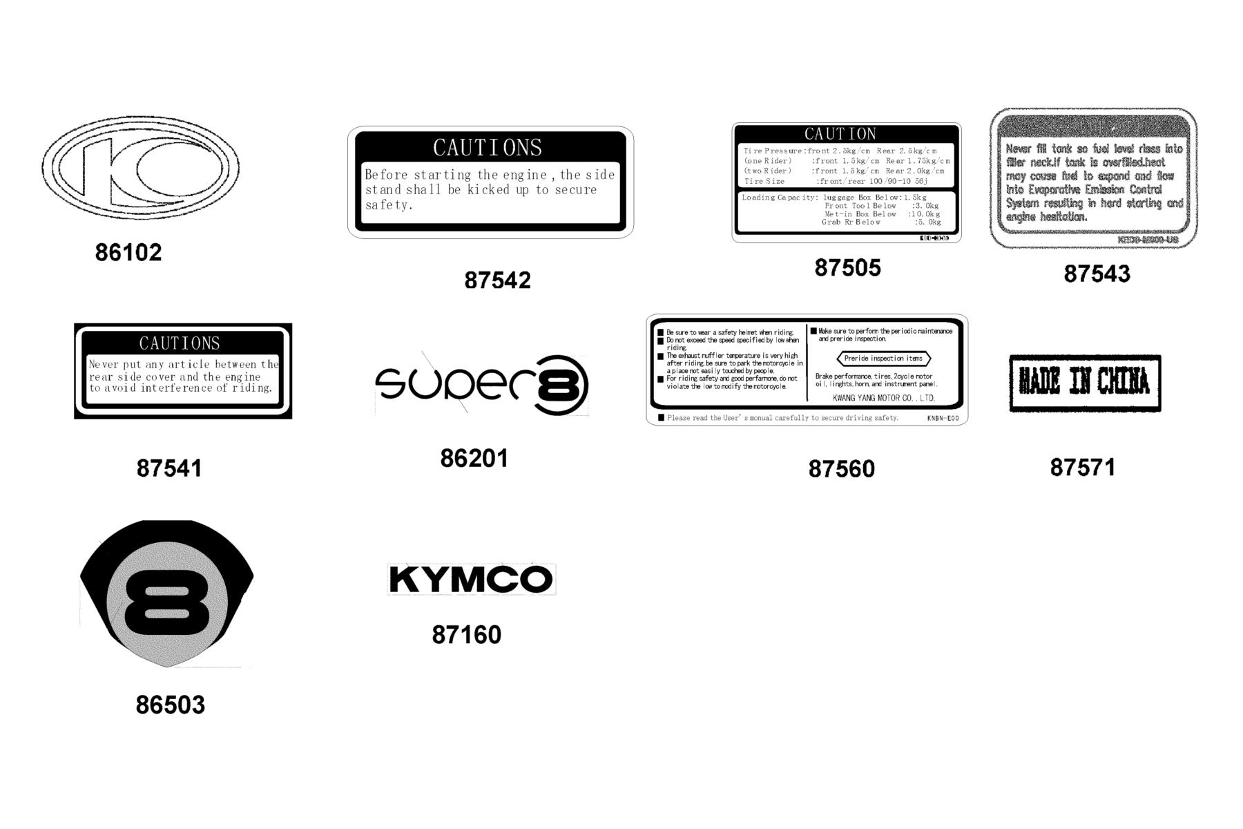 SUPER 8 50X (2020) Emblem ● Stripe parts diagram